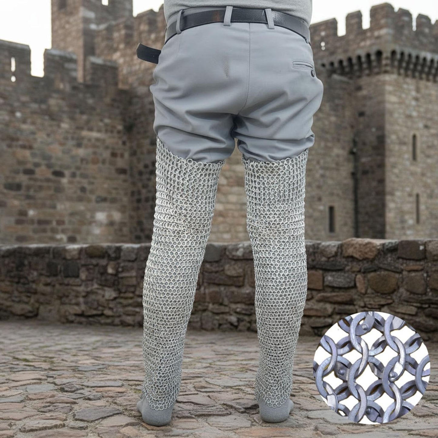 Aluminum Chainmail Chausses – 9mm Flat Ring Riveted and Washers