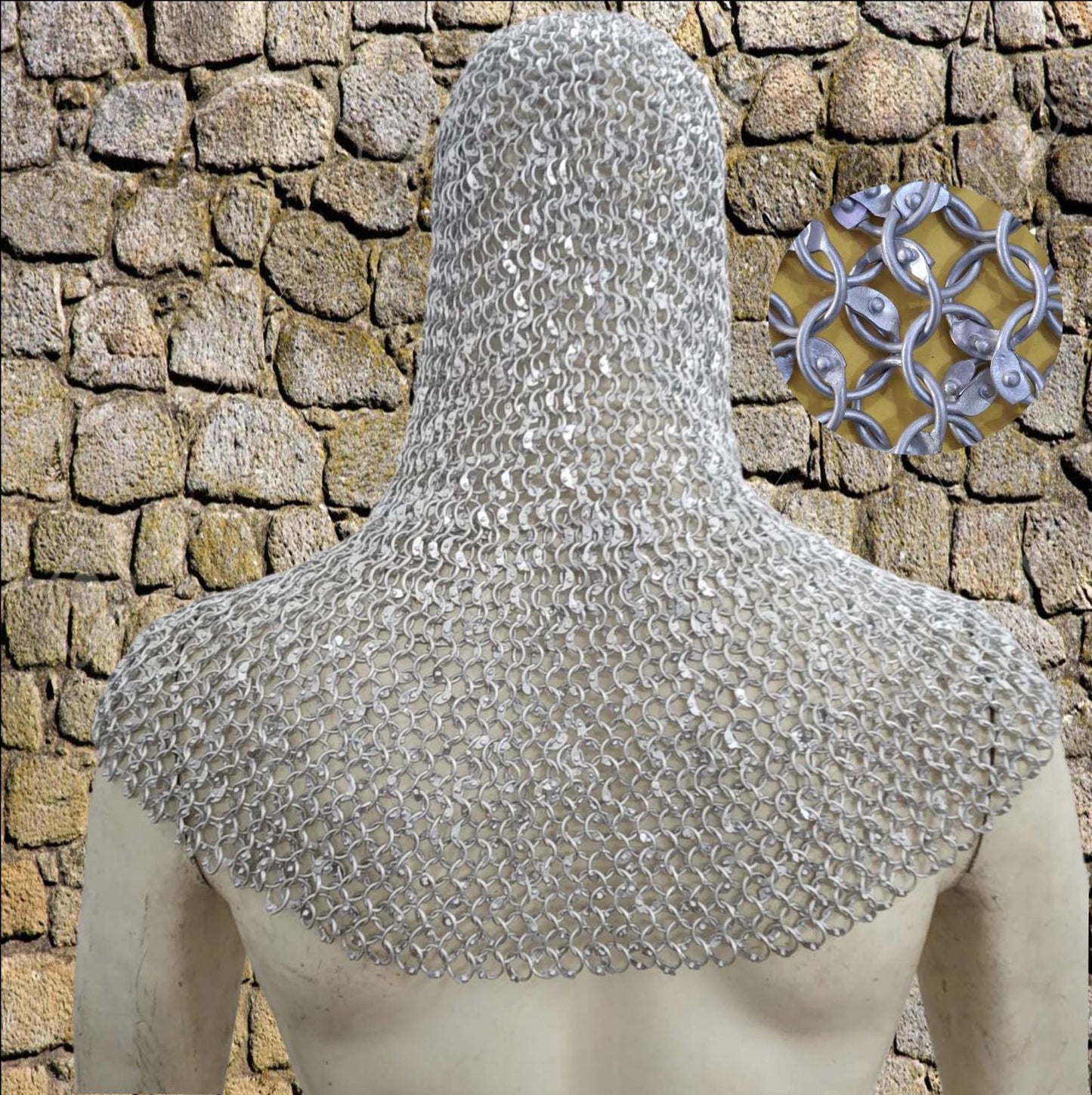 Medieval Aluminum Chainmail Coif β 9mm Full Round Riveted