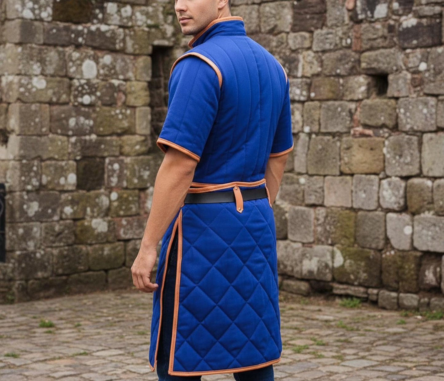Renaissance Faire Gambeson With Leather Trim