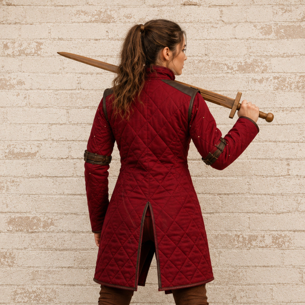 Medieval Gambeson Armor with Brown Leather Trim – Ren Faire, LARP & Halloween Costume