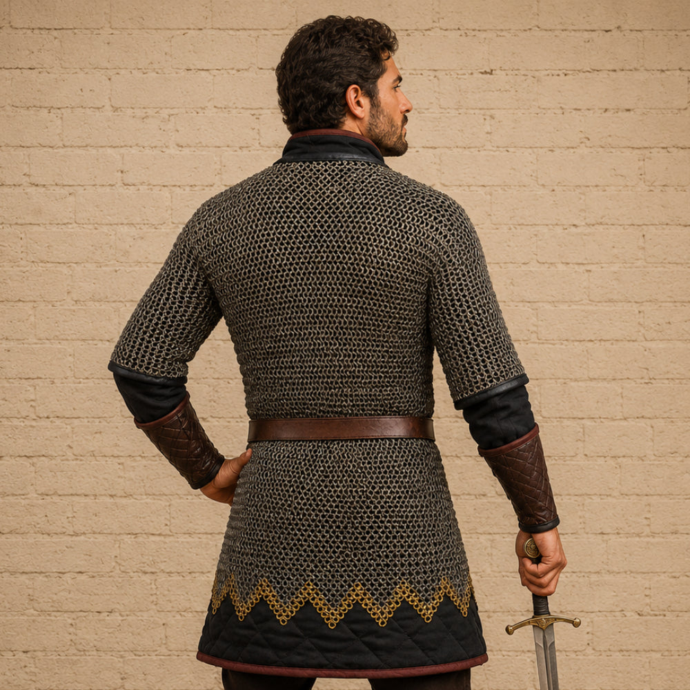 Titanium Chainmail Champion Shirt – 9mm Flat Ring Half Sleeve Armor