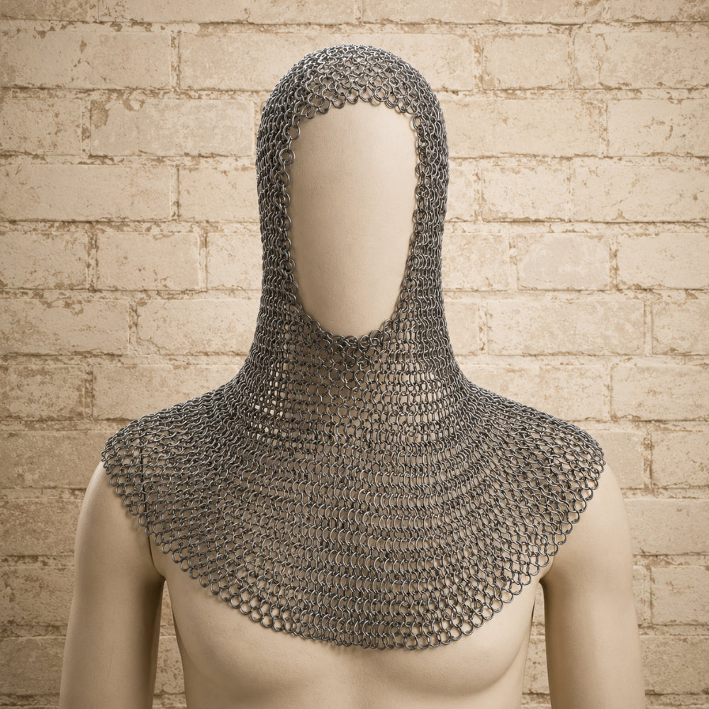 9mm Haubergeon Chainmail Shirt with Brass Trim – Flat Riveted Ring Armor
