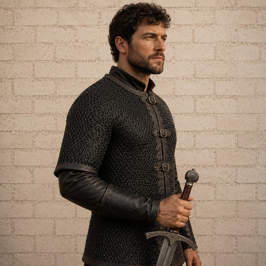 Dark Gray Aluminum Chainmail Shirt – 10mm Flat Ring Medieval Hauberk