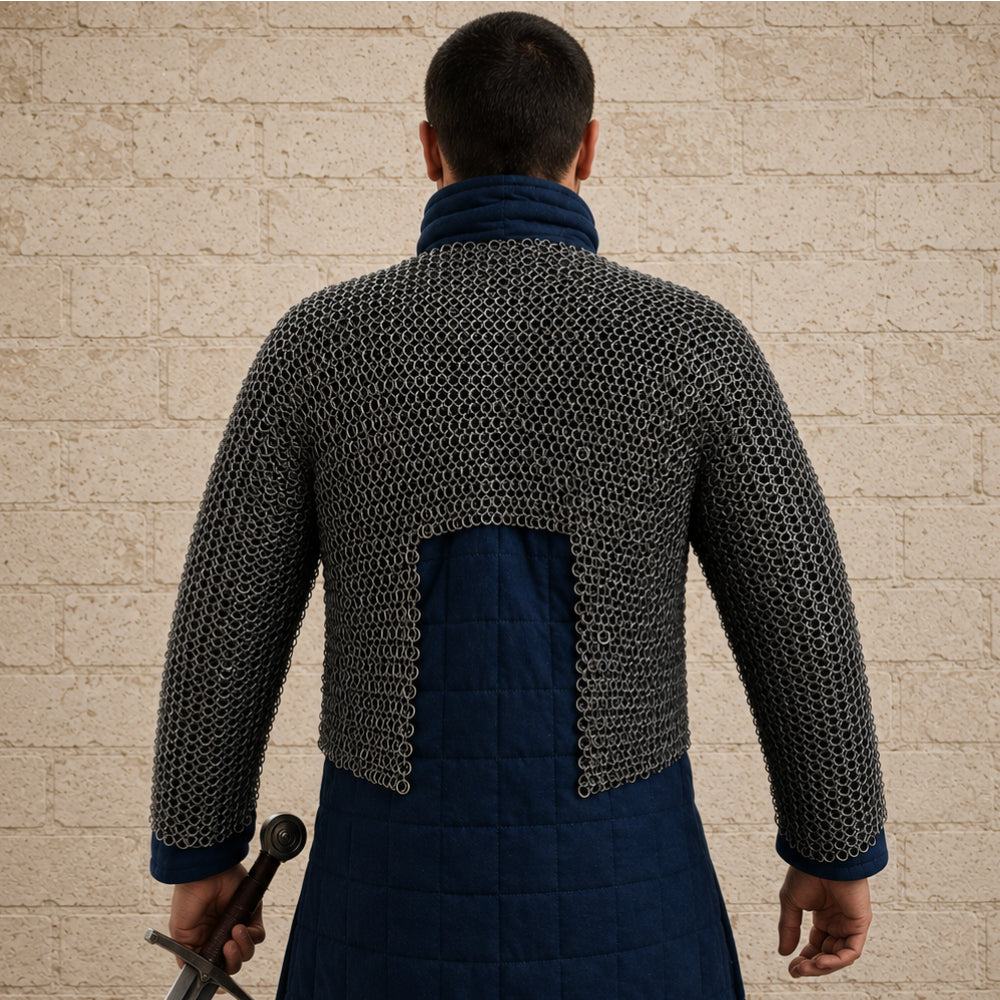 Medieval Chainmail Half Hauberk – 9mm Flat Riveted Ring Armor Shirt for LARP, Reenactment & Cosplay