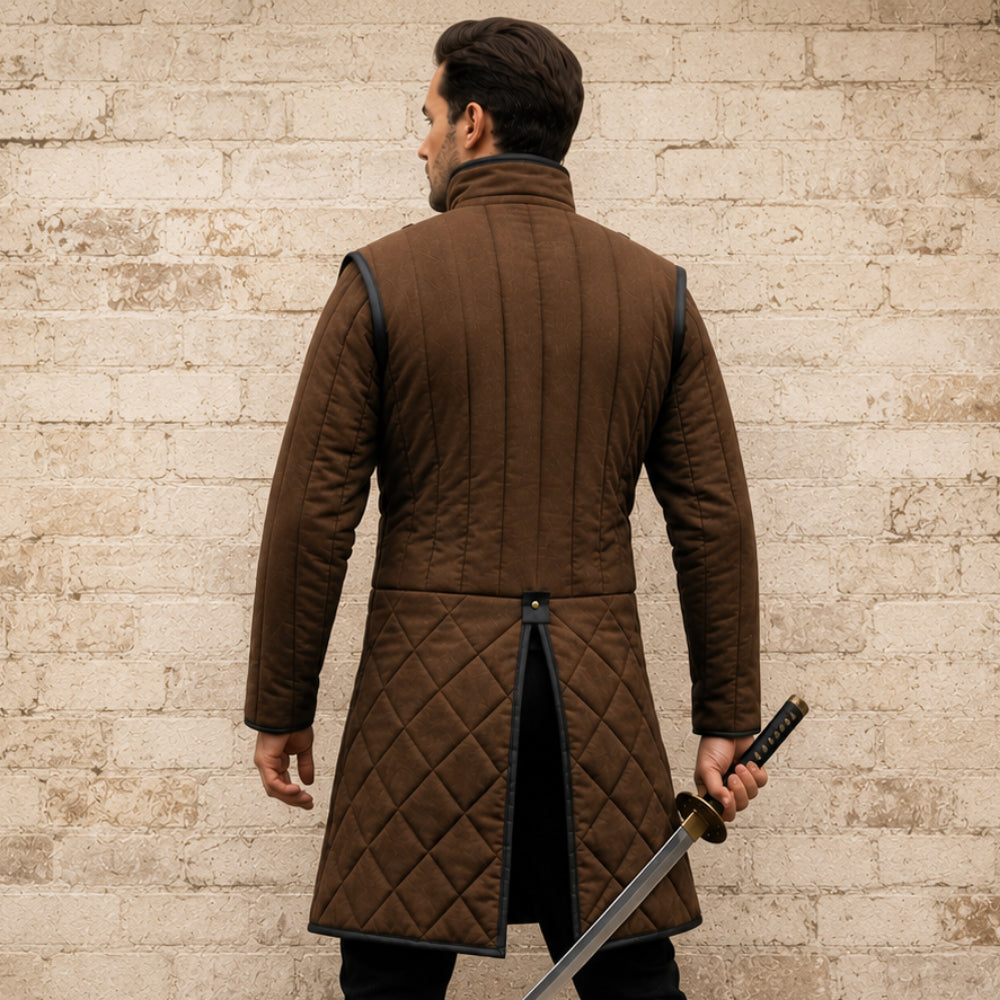 Leather Trim Medieval Gambeson – Renaissance Faire Costume