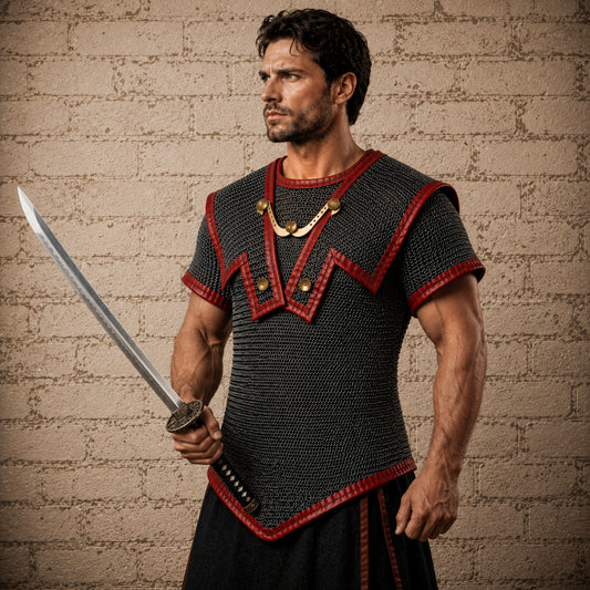 Roman Hamata Officer Chainmail Armor – 6MM Riveted Round Ring Maille Shirt for Reenactment, LARP & Halloween Events