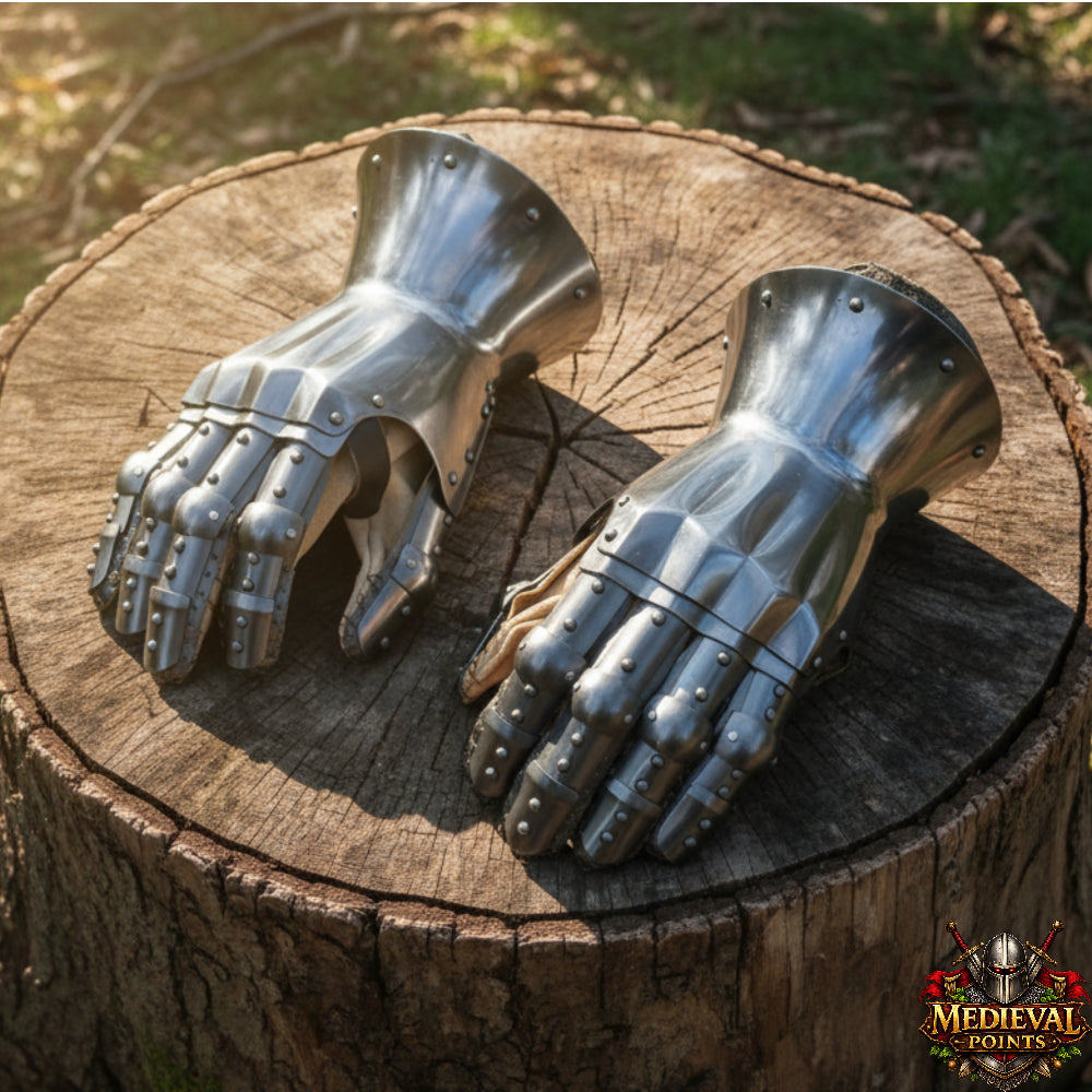Mild steel Hourglass Gauntlets – 16G Steel Knight Armor Gloves for LARP & Cosplay