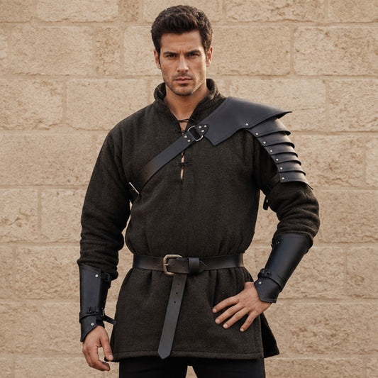 Warrior’s Leather Pauldron Armor – Handmade Medieval Shoulder Armour for Viking, LARP & Cosplay Costumes