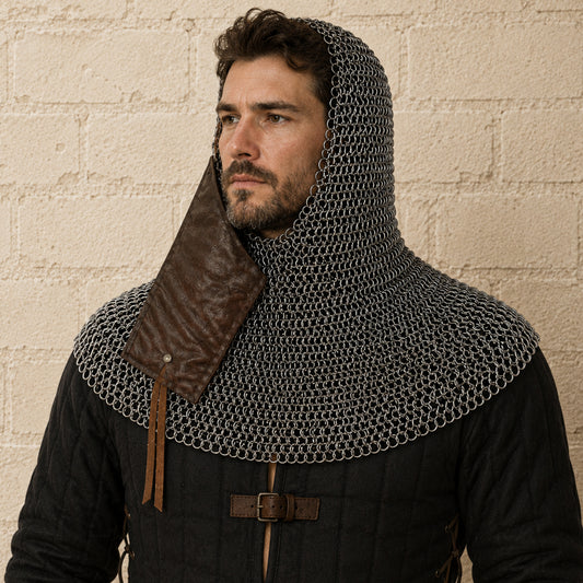 9mm Flat Riveted Ring Chainmail Coif – Medieval LARP Hood