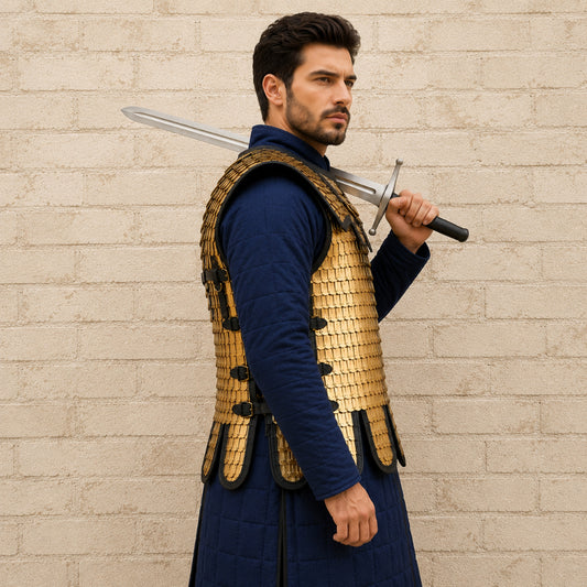 Brass Lorica Squamata Roman Scale Armor – Medieval Reenactment Costume | Scale Size 36x26 mm | Ren Faire Armor