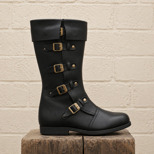 Medieval Renaissance Boots – Viking & Pirate Style Ren Faire Footwear for Reenactments and Cosplay, Brown Leather Boots