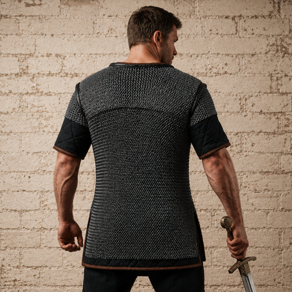Lorica Hamata Roman Chainmail Shirt – 18 Gauge Mild Steel Armor with 6MM Riveted Round Rings