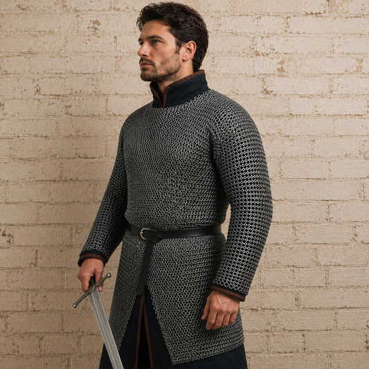 9mm Mild Steel Riveted Chainmail Hauberk – Medieval Armor for LARP & Reenactment