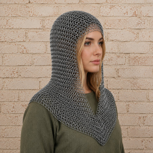 Aluminium Butted Chainmail Coif – Medieval Ren Faire Hood