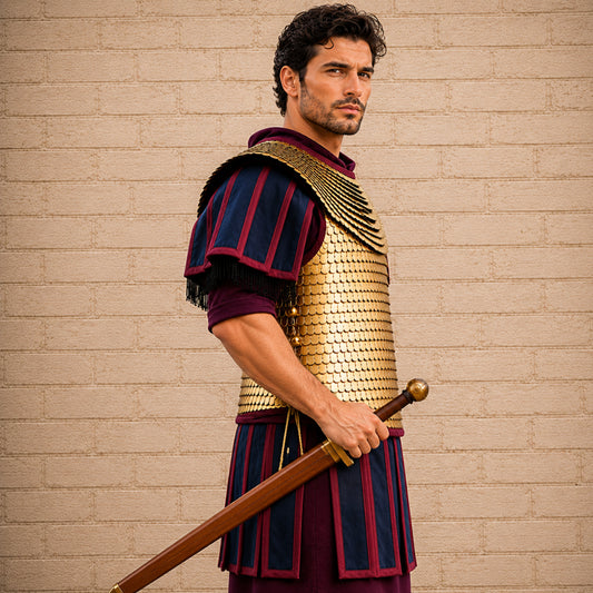 Handmade Roman Lorica Squamata Brass Scale Armor – Historical LARP & Reenactment Soldier Costume