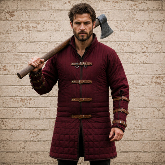 Quilted Viking Gambeson – Navy Blue Medieval Costume | LARP, Renaissance & Halloween Outfit
