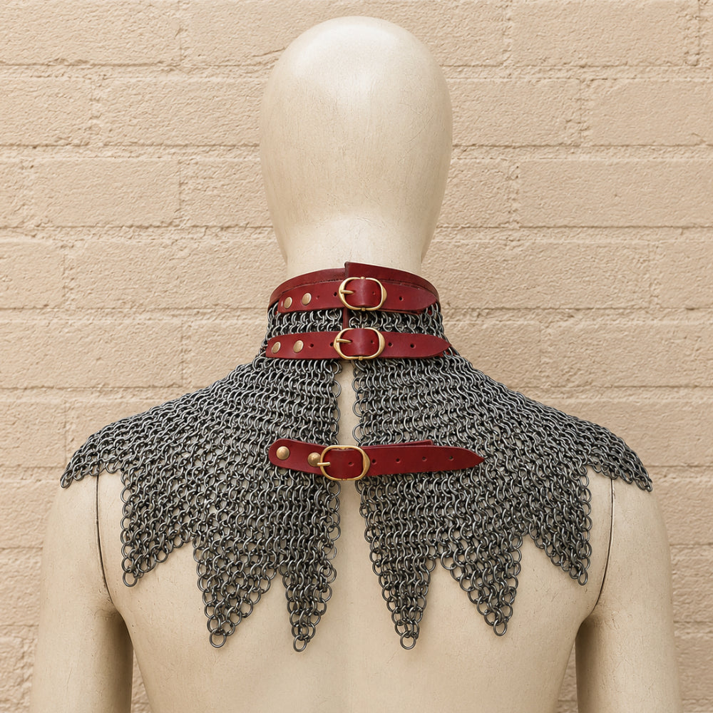 9mm Stainless Steel Chainmail Gorget Collar – Medieval Halloween Costume Armor