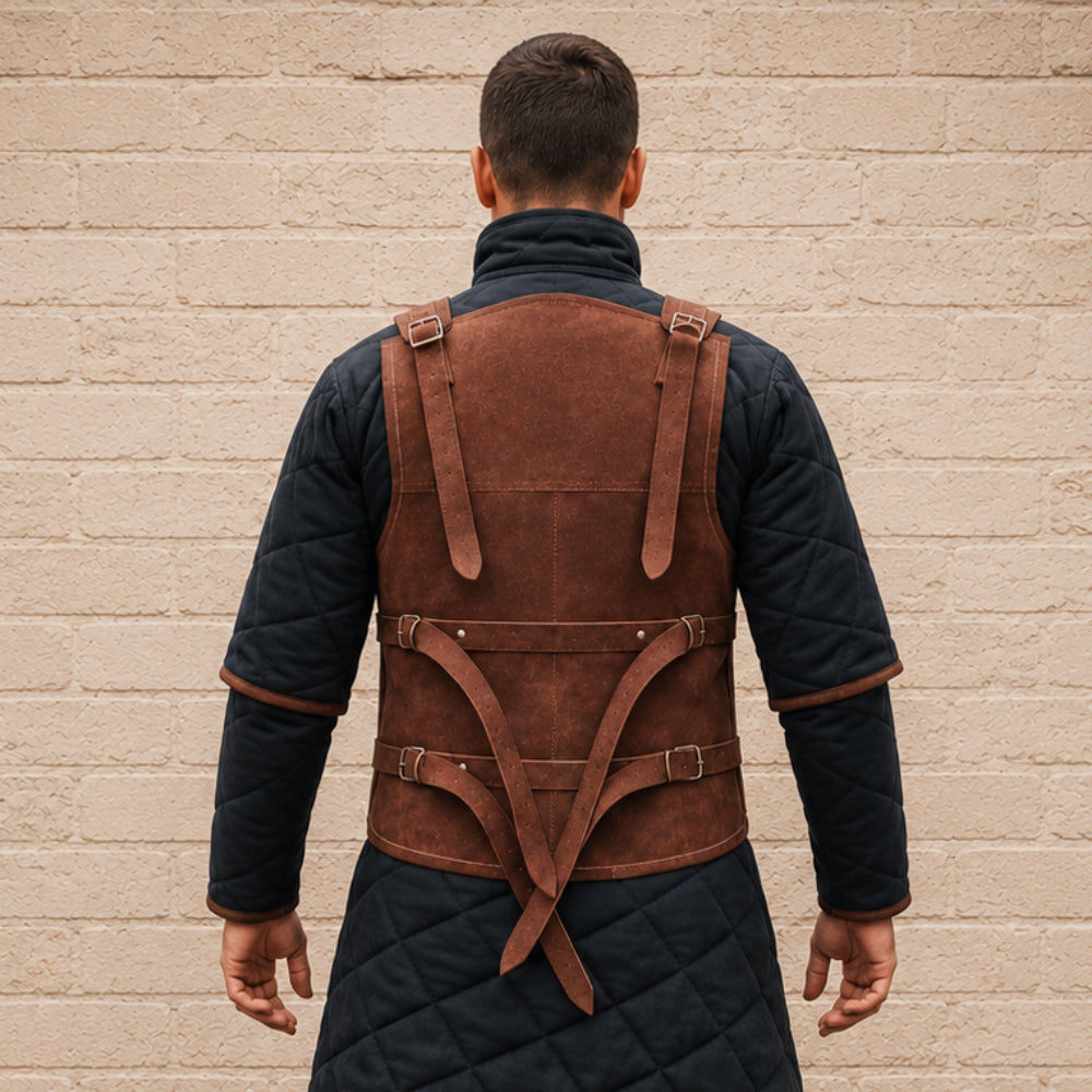 Medieval Leather Body Armor – Brown Mercenary Costume for Ren Faire, LARP & Cosplay