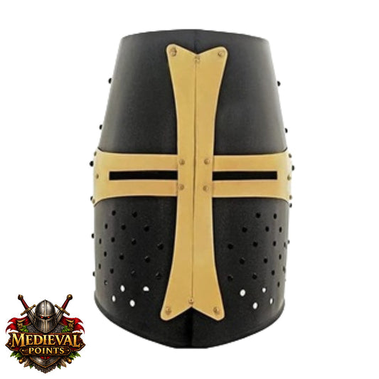 Black Crusader Helmet : Templar Warrior Helmet Helm with Display Stand