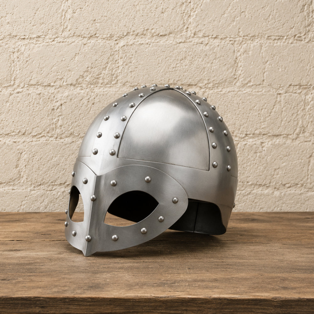 Steel Viking Norse Spectacle Helmet with Wooden Display Stand