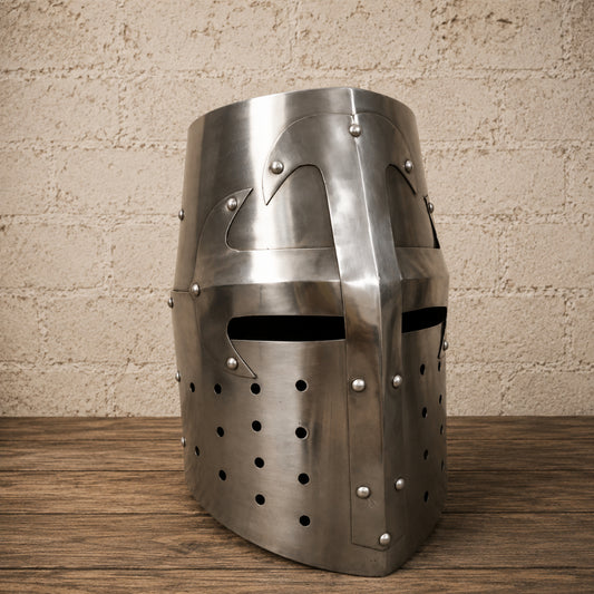 Medieval Knight Templar Helmet – Crusader Armor with Display Stand