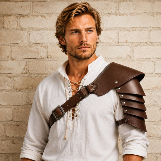 Gladiator Leather Pauldron – Medieval Shoulder Armor for Viking & Warrior Costumes