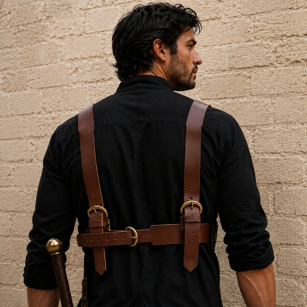Roman Military Leather Cingulum | Historical Warrior Belt with Brass Hardware