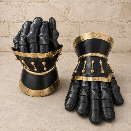Medieval 16 Gauge Steel Gauntlets – Functional Hand Armor with Leather Lining | SCA Combat, LARP & Reenactment Gloves