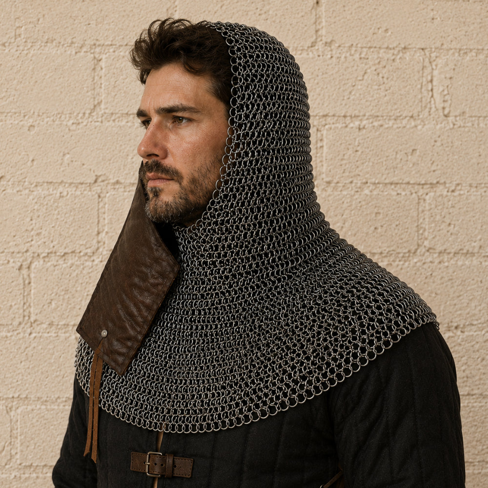 9mm Flat Riveted Ring Chainmail Coif – Medieval LARP Hood
