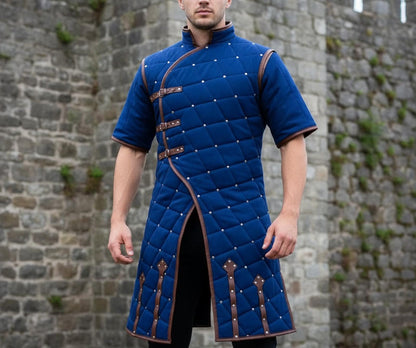 Ren faire Costume Gambeson With Leather Trim