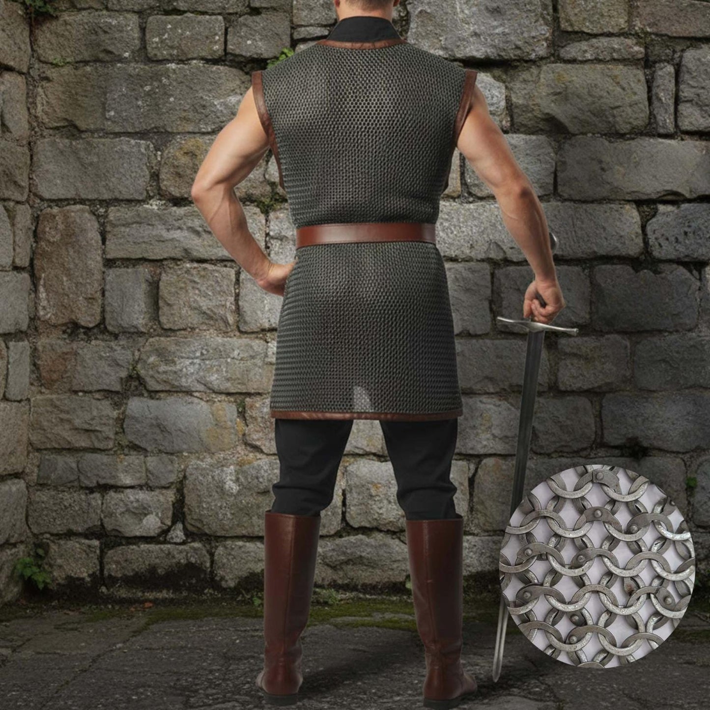 Sleeveless Chainmail Shirt – 9mm Flat Riveted Rings with Washers