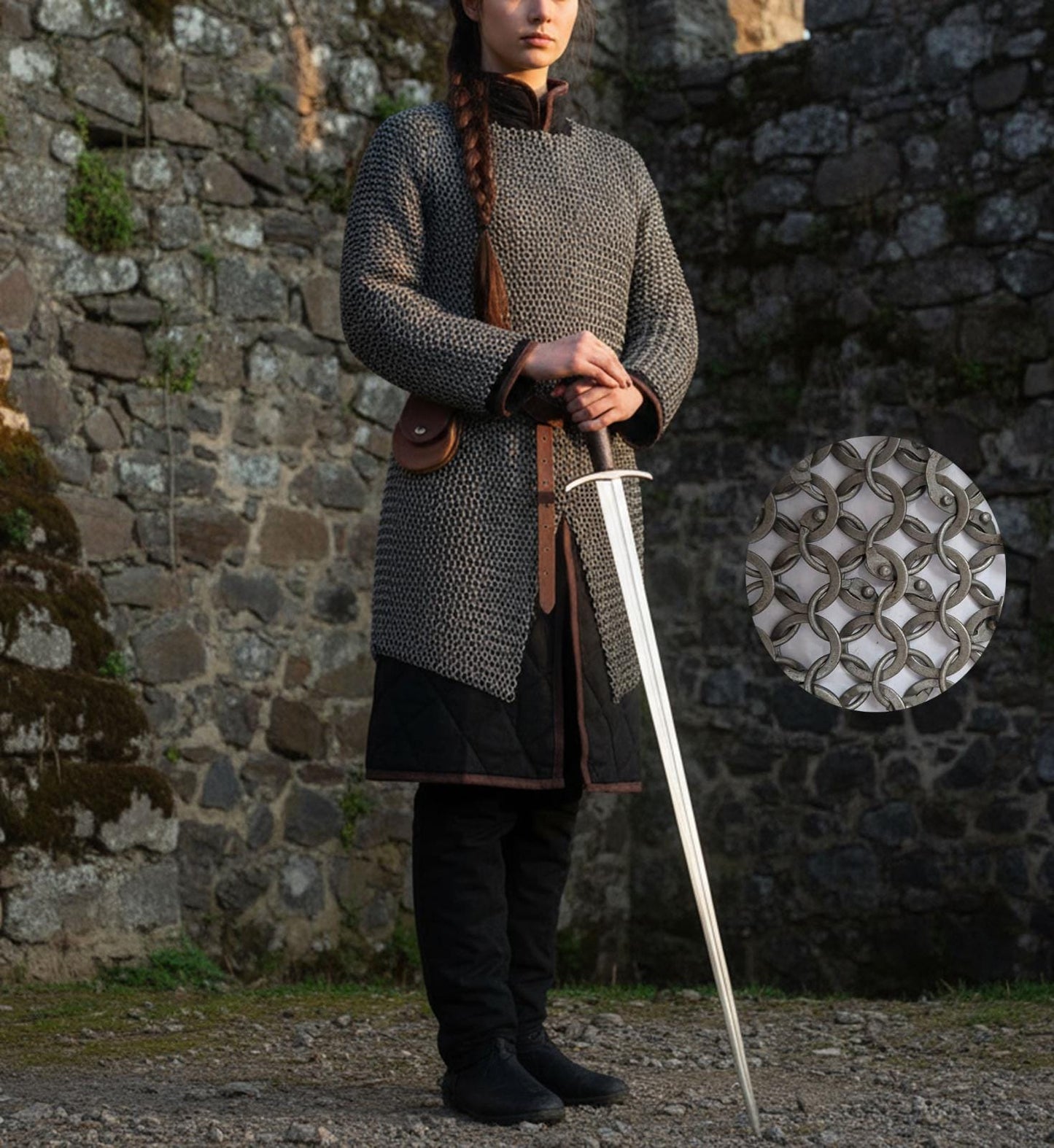 Medieval Knight Chainmail Shirt – 9mm Round Riveted with Washers
