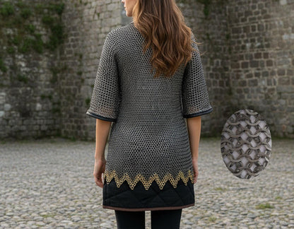 Chainmail Shirt – 9mm Flat Rings with Washers with Brass Trim