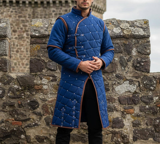 Ren faire Costume Gambeson With Leather Trim