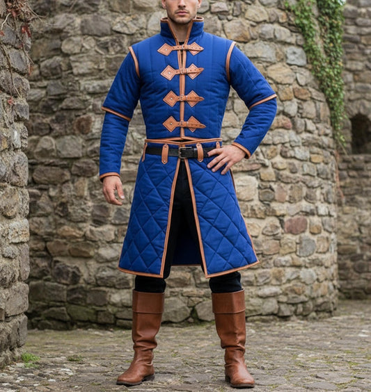 Renaissance Faire Gambeson With Leather Trim