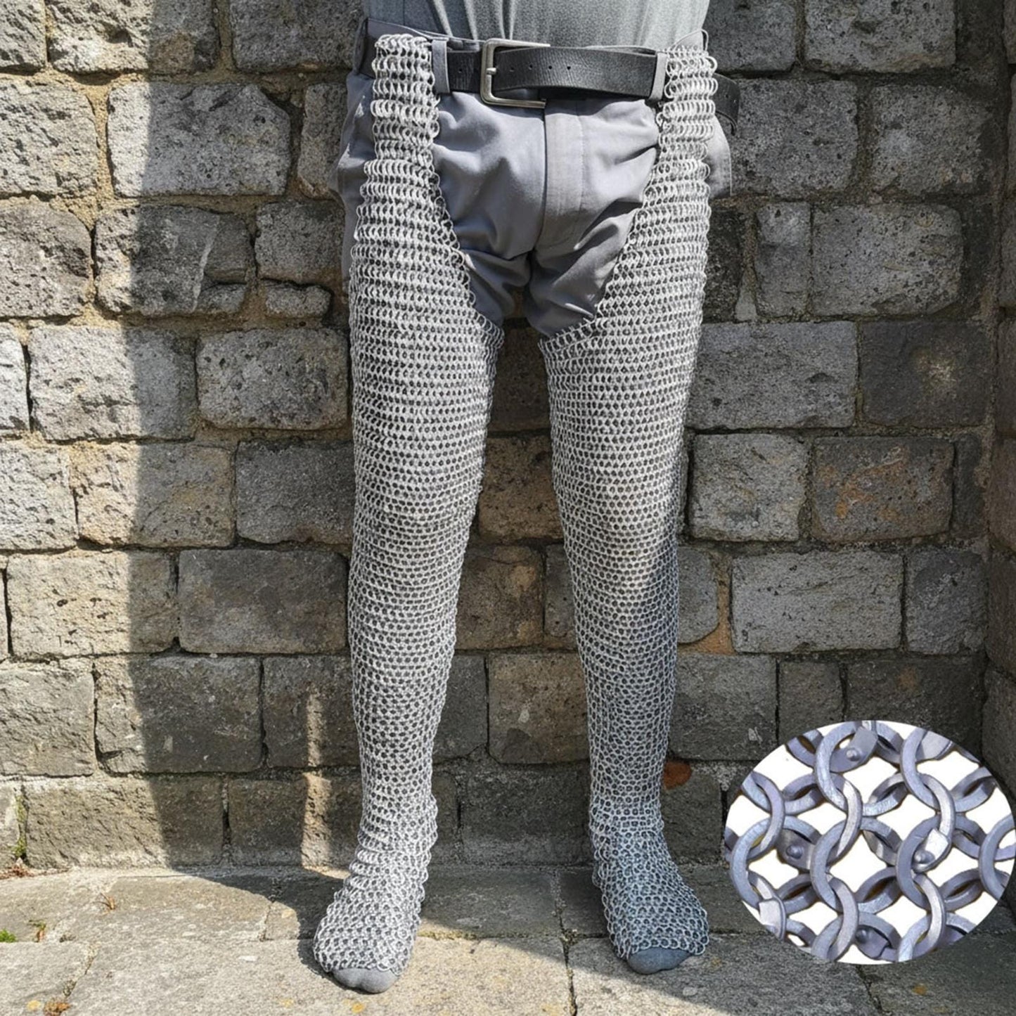 Aluminum Chainmail Chausses – 9mm Flat Ring Riveted and Washers