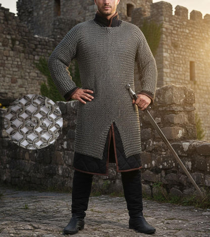 Medieval Knight Chainmail Shirt – 9mm Round Riveted with Washers