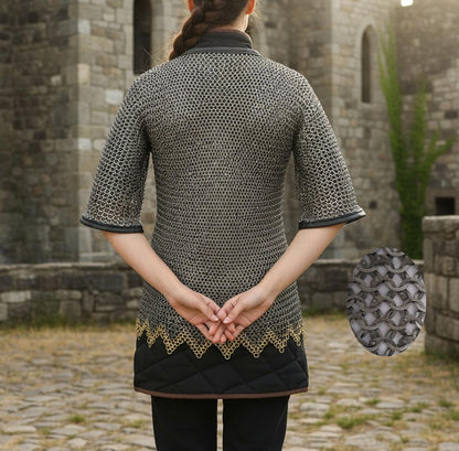 Chainmail Shirt – 9mm Flat Rings with Washers with Brass Trim