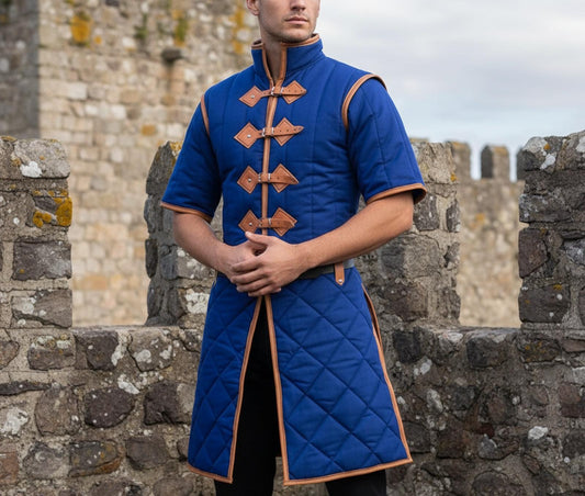 Renaissance Faire Gambeson With Leather Trim