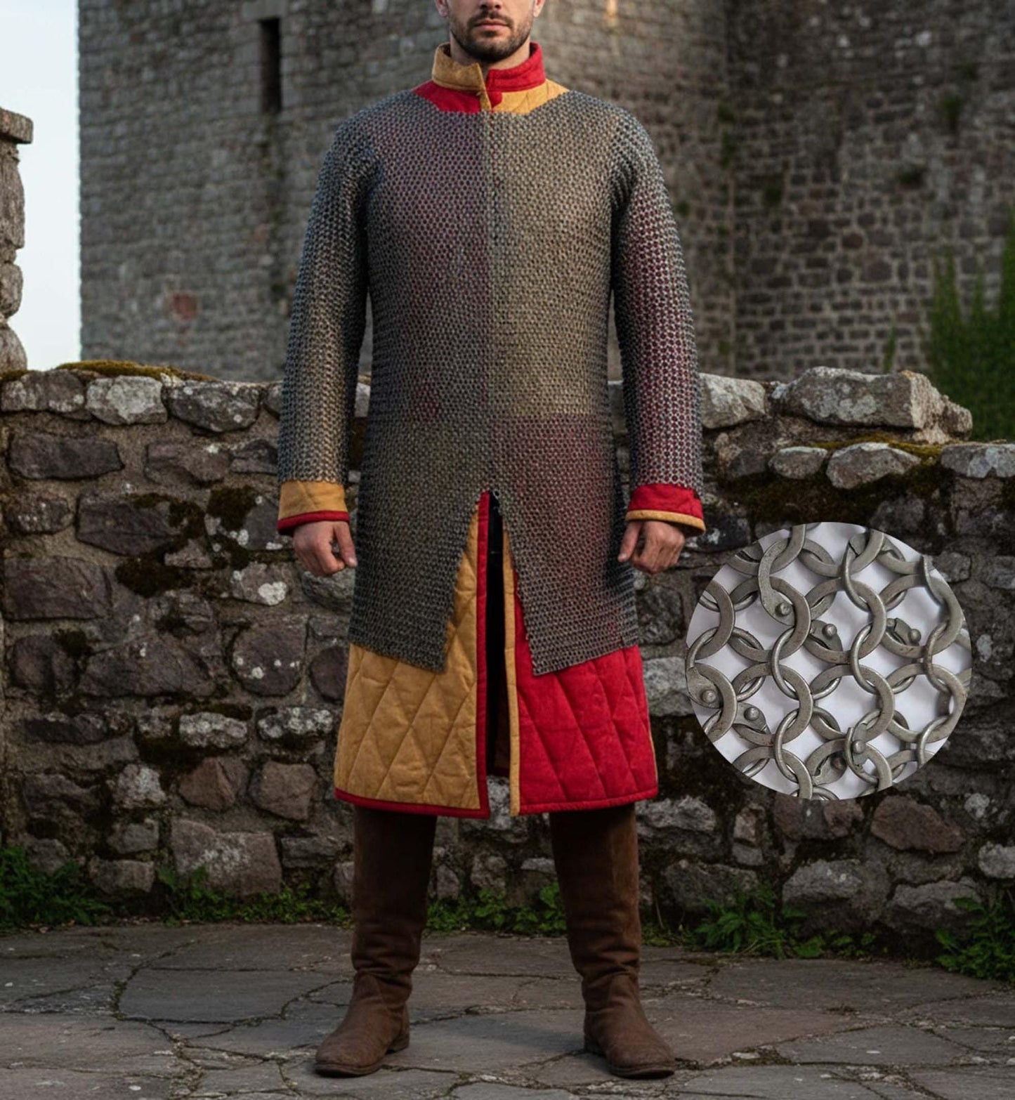 Medieval Chainmail Shirt Full Sleeve – 9mm Riveted Rings with Washers