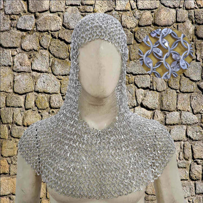 Medieval Aluminum Chainmail Coif – 9mm Full Round Riveted