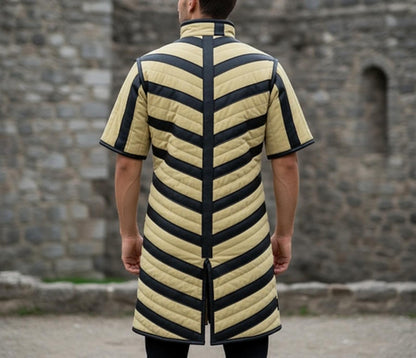 Ren Faire Gambeson – Green with Black Leather Trim