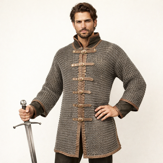 Darkened Aluminum Chainmail Shirt | Medieval Hauberk, LARP Costume