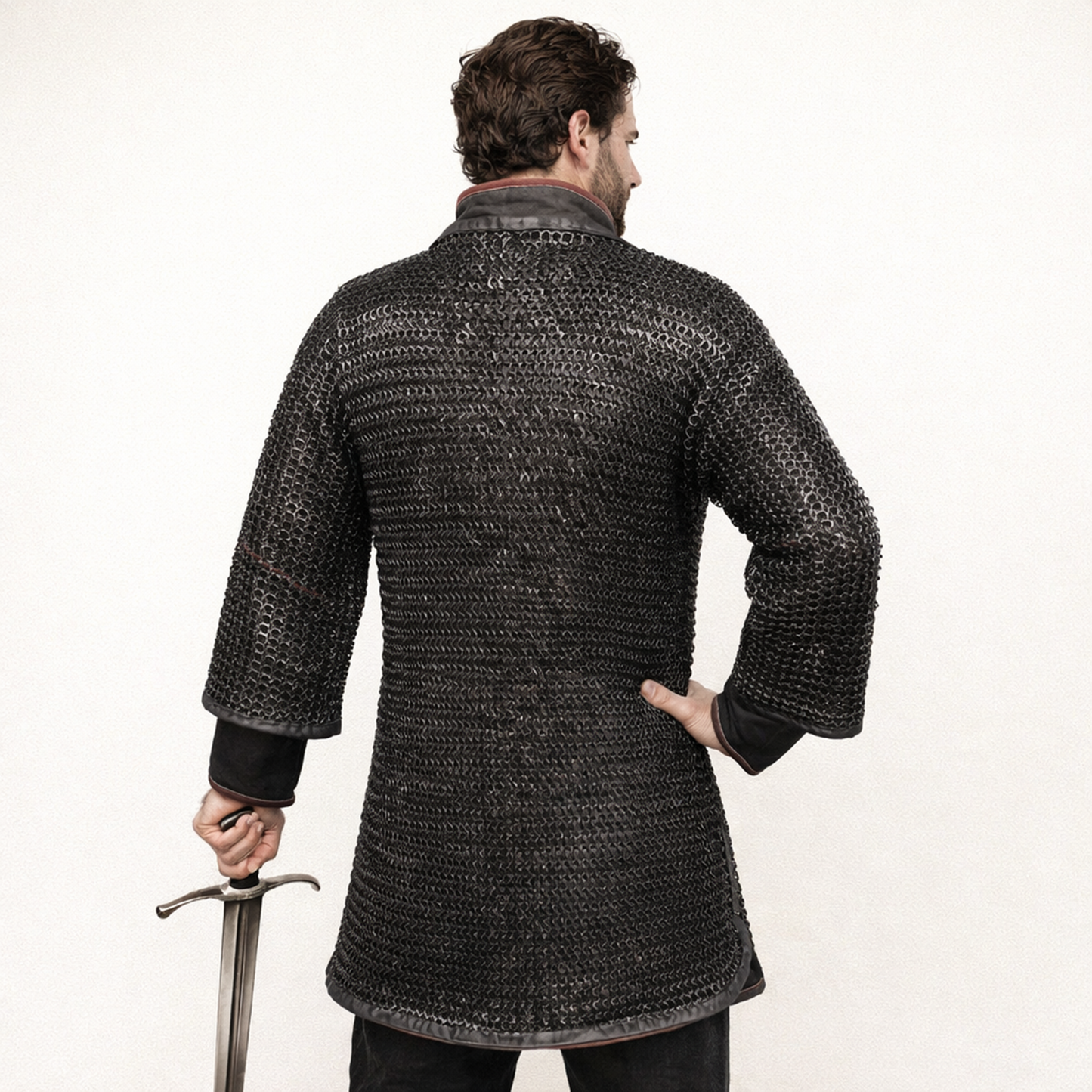 Darkened Aluminum Chainmail Shirt | Medieval Hauberk, LARP Costume