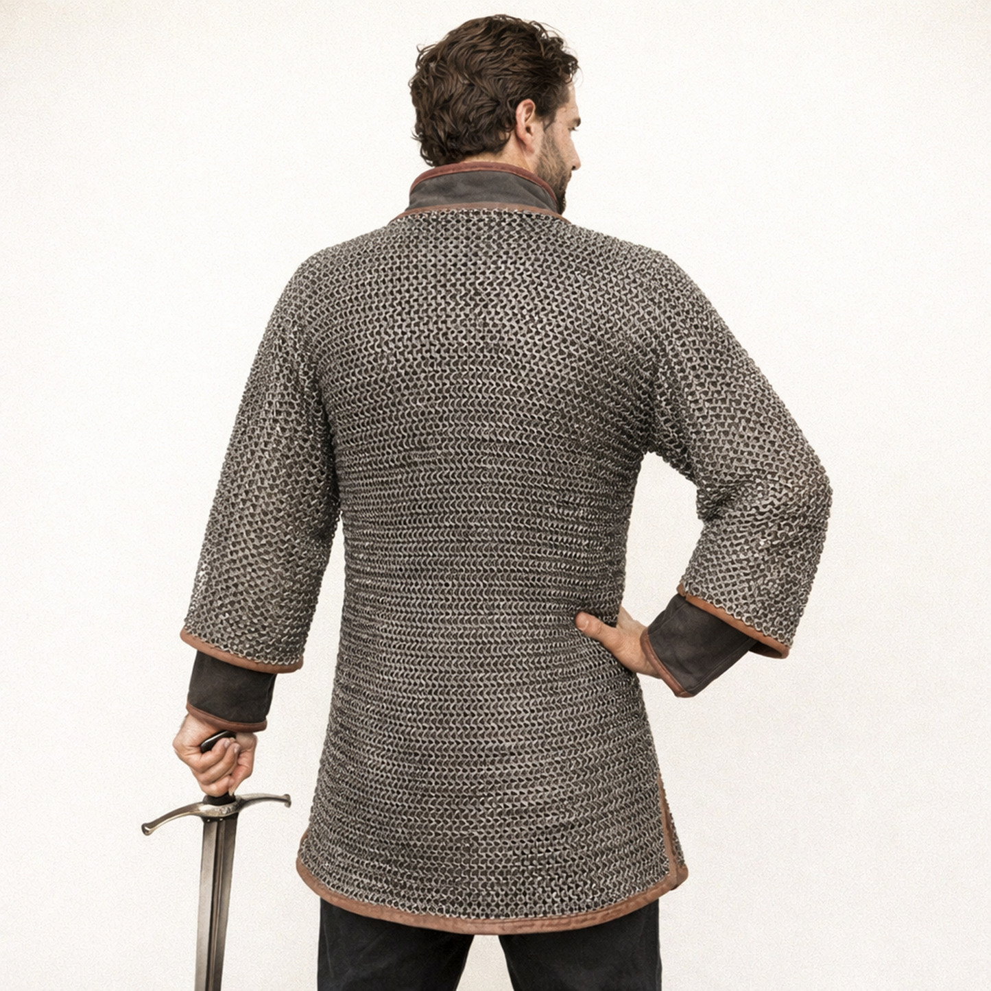 Darkened Aluminum Chainmail Shirt | Medieval Hauberk, LARP Costume