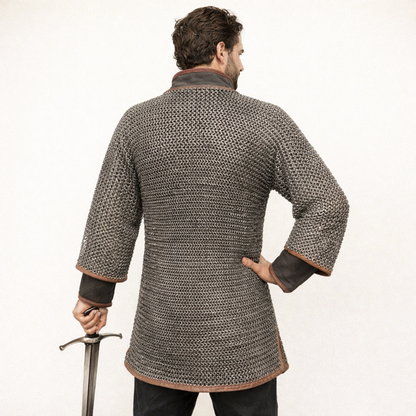 Darkened Aluminum Chainmail Shirt | Medieval Hauberk, LARP Costume