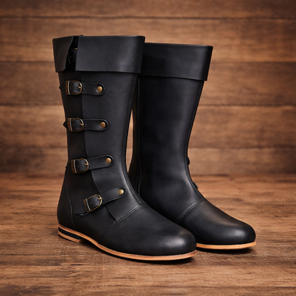 Medieval Leather Renaissance Boots - Viking Pirate Style Renfaire Boots, Reenactments, Theater, Halloween events