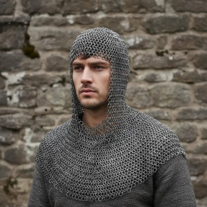Darkened Aluminum Chainmail Shirt | Medieval Hauberk, LARP Costume
