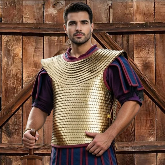 Roman Lorica Squamata Brass Scale Armor for LARP & Reenactment - Handmade Historical Soldier Costume