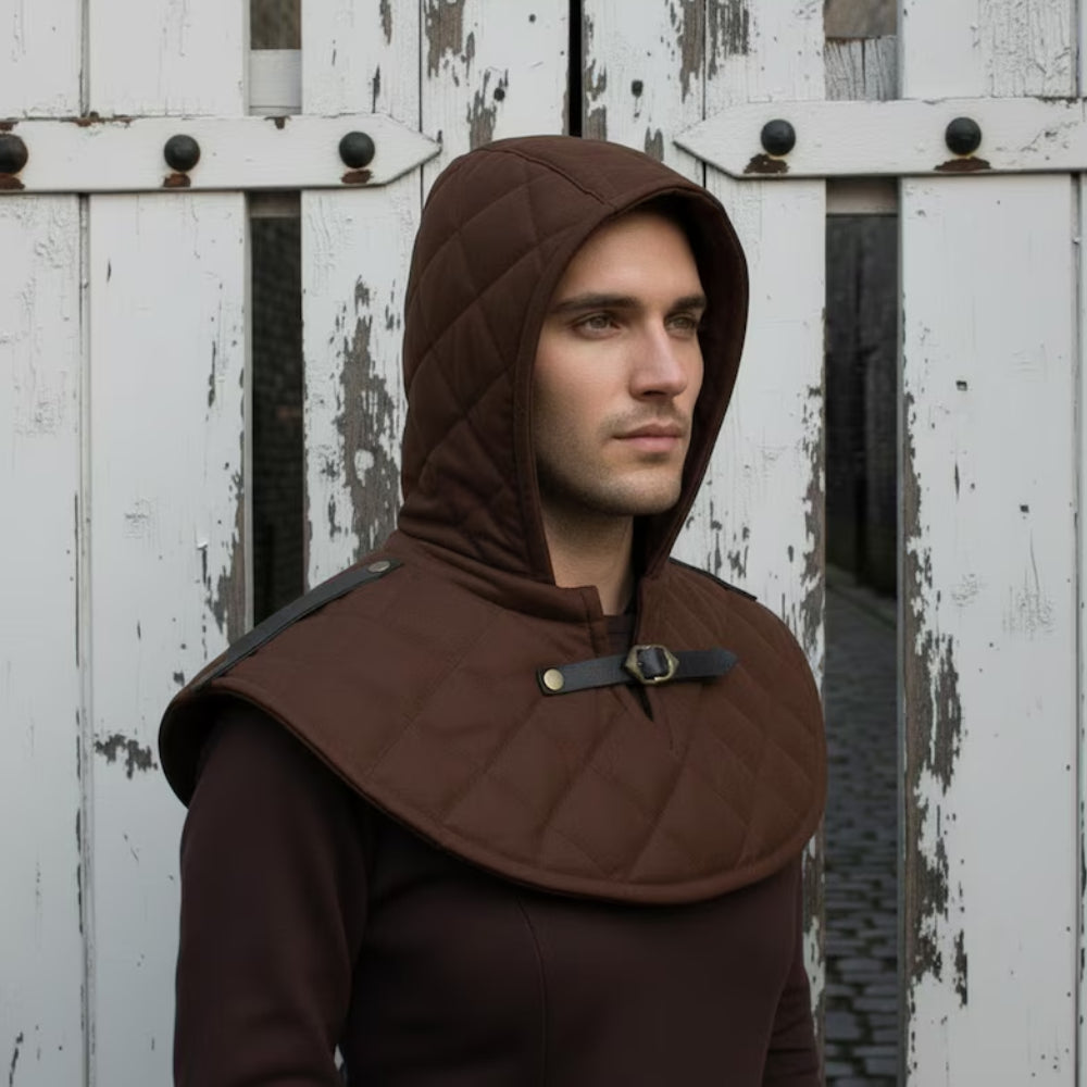 Medieval Cotton Padded Coif – Armor Hood for LARP & Renfaire